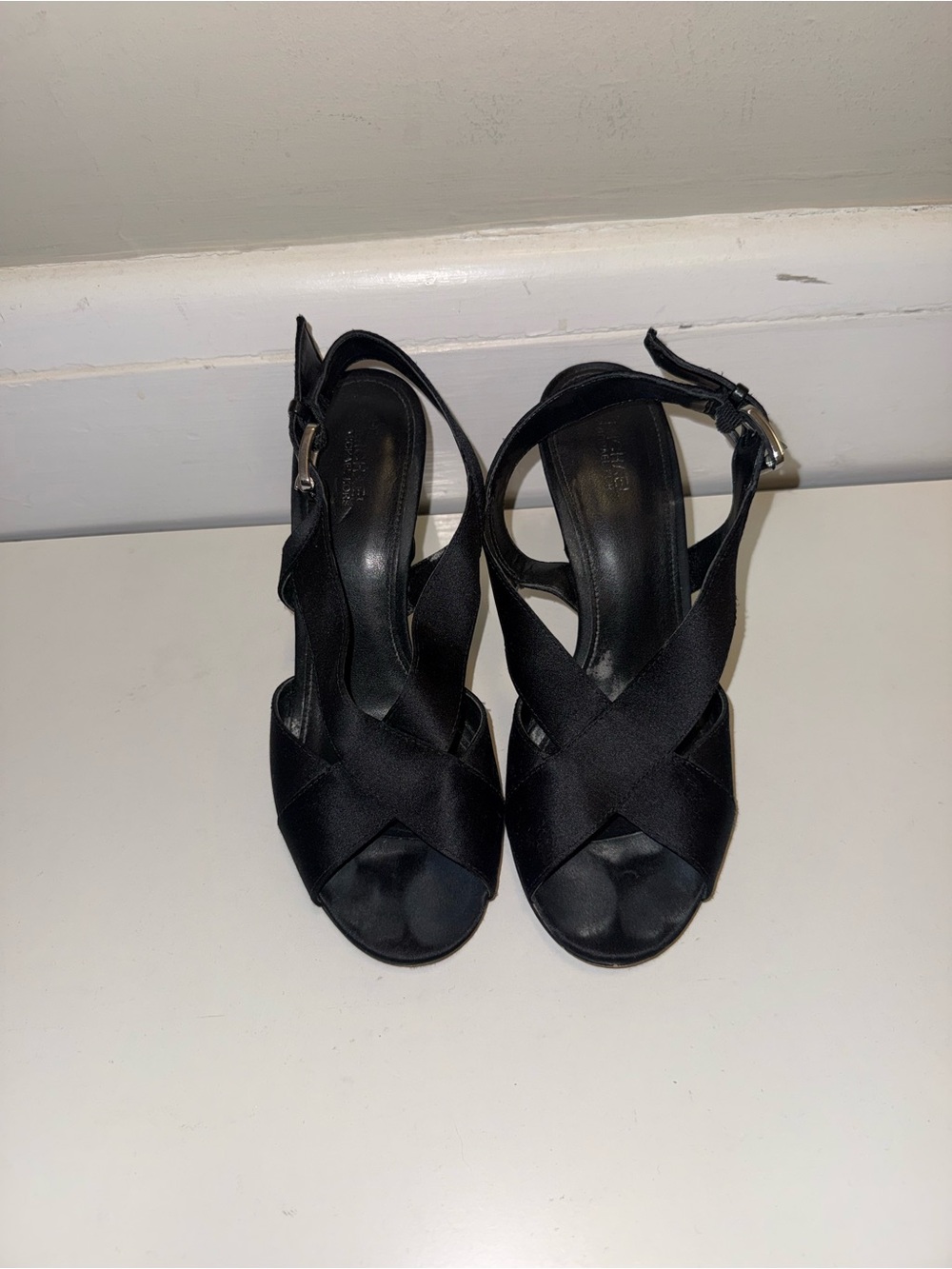 MICHAEL Michael Kors Black Crisscross Slingback Heels